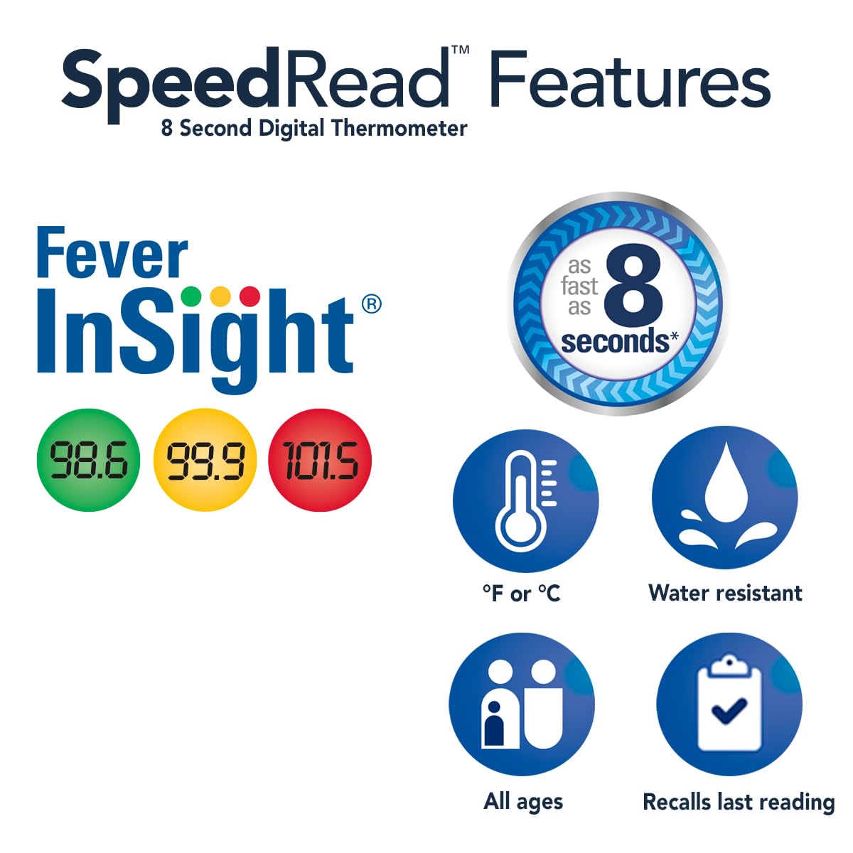 Vicks Speed Read Digital Thermometer With Color Coded Display