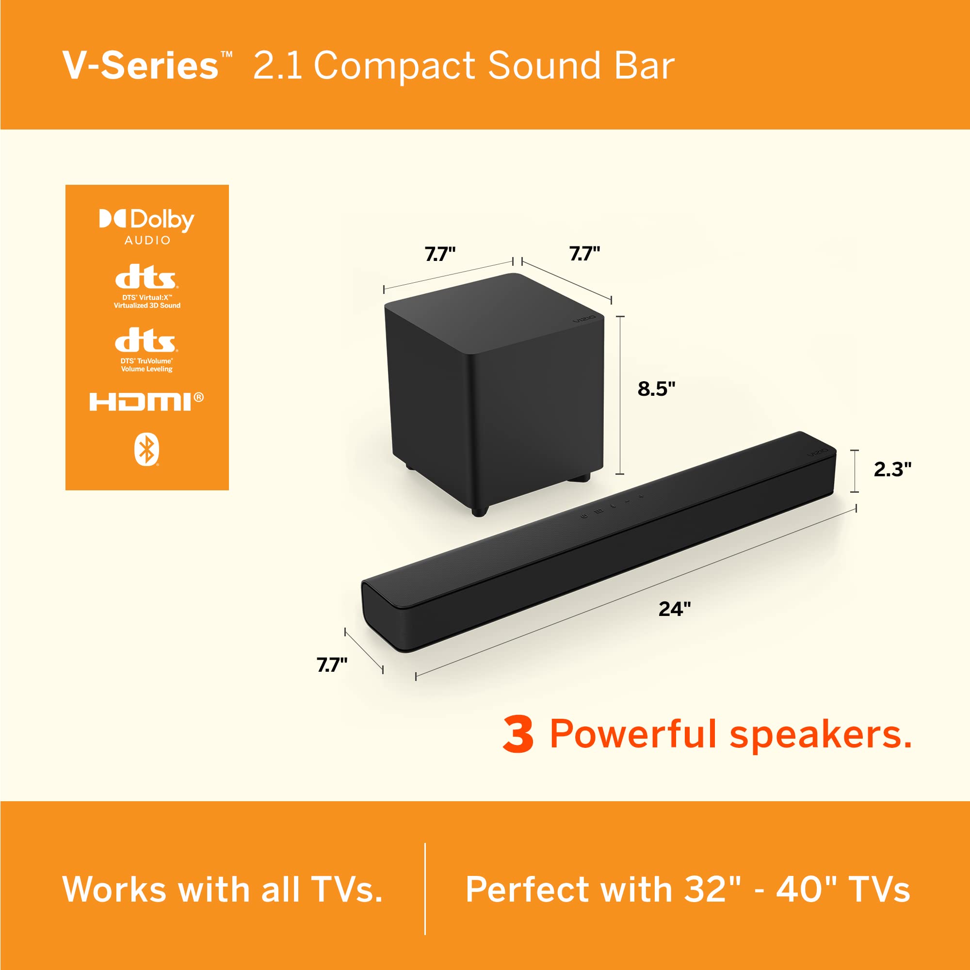 Vizio V Series Compact Sound Bar with Powerful Audio