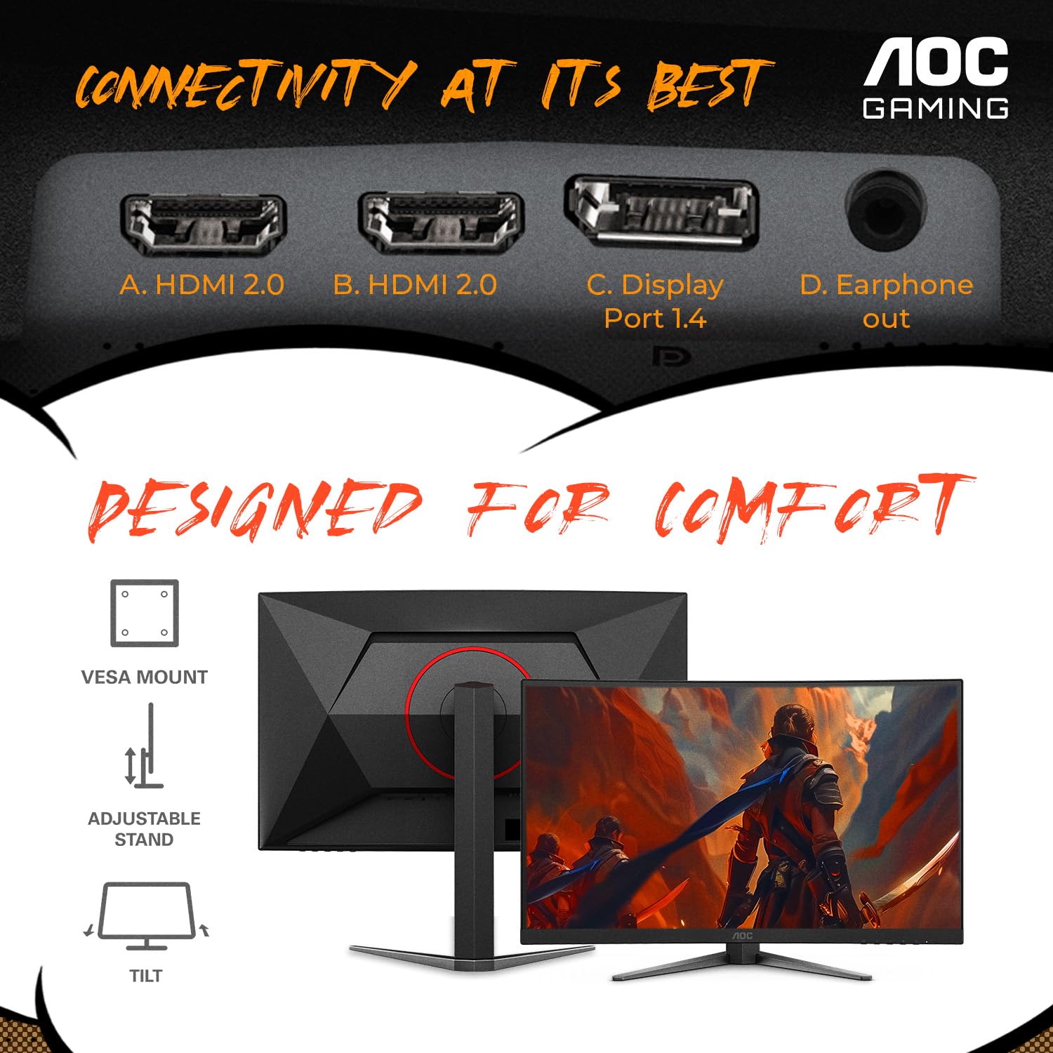 AOC 27 Inch Curved Gaming Monitor with 240Hz Refresh Rate