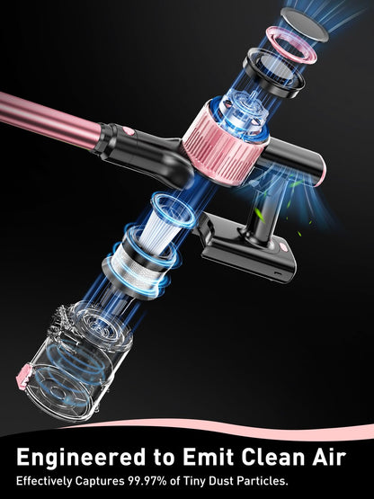 Cordless Vacuum Cleaner 8 In 1 LED Display Suction Pink