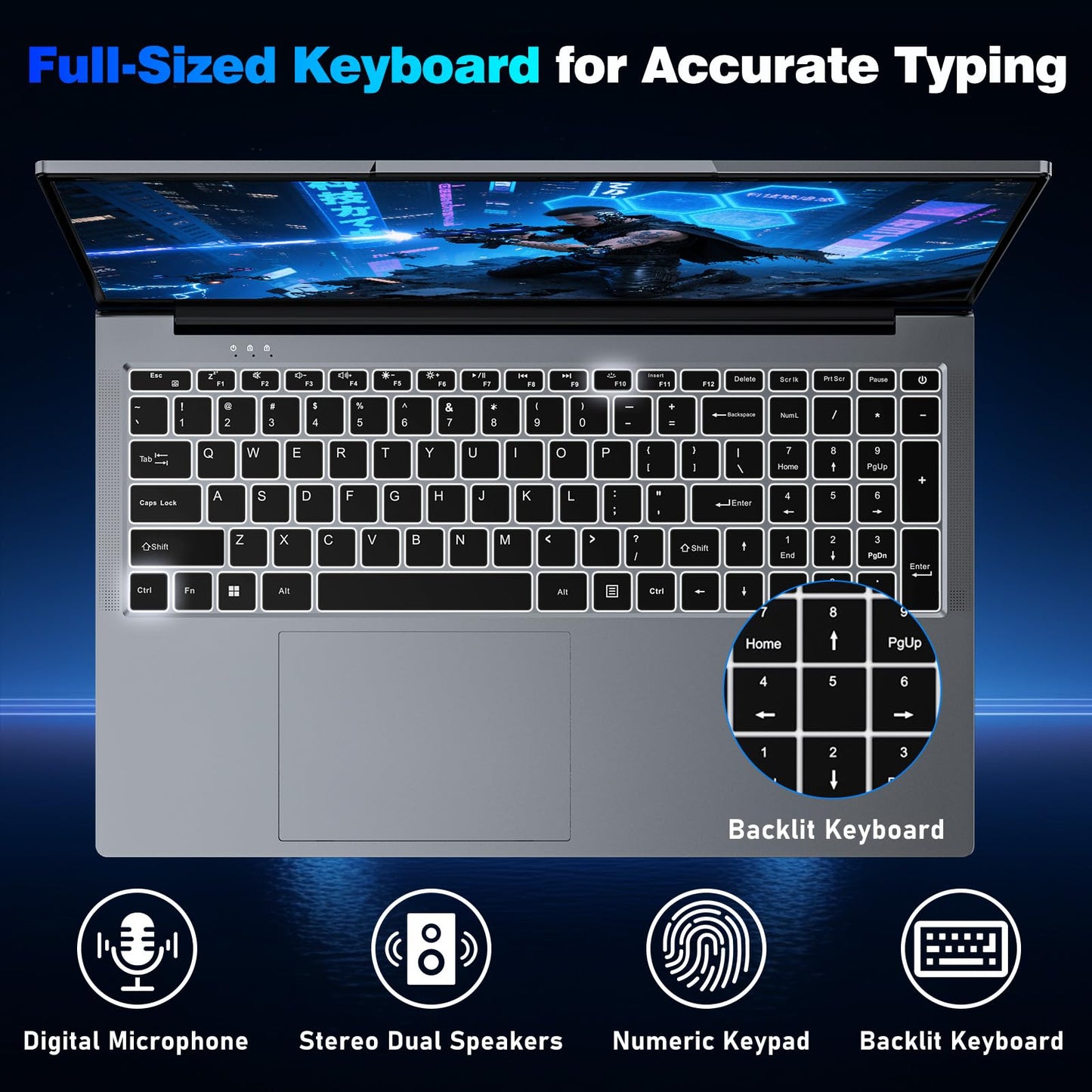 2025 17.3 Inch Gaming Laptop N150 3.6GHz 16GB RAM 1TB SSD