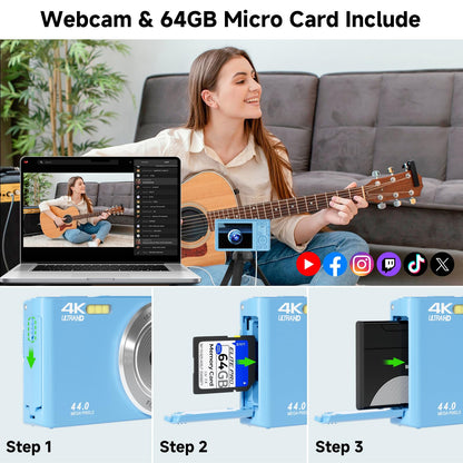 FHD 4K Digital Camera for Kids with 16X Zoom