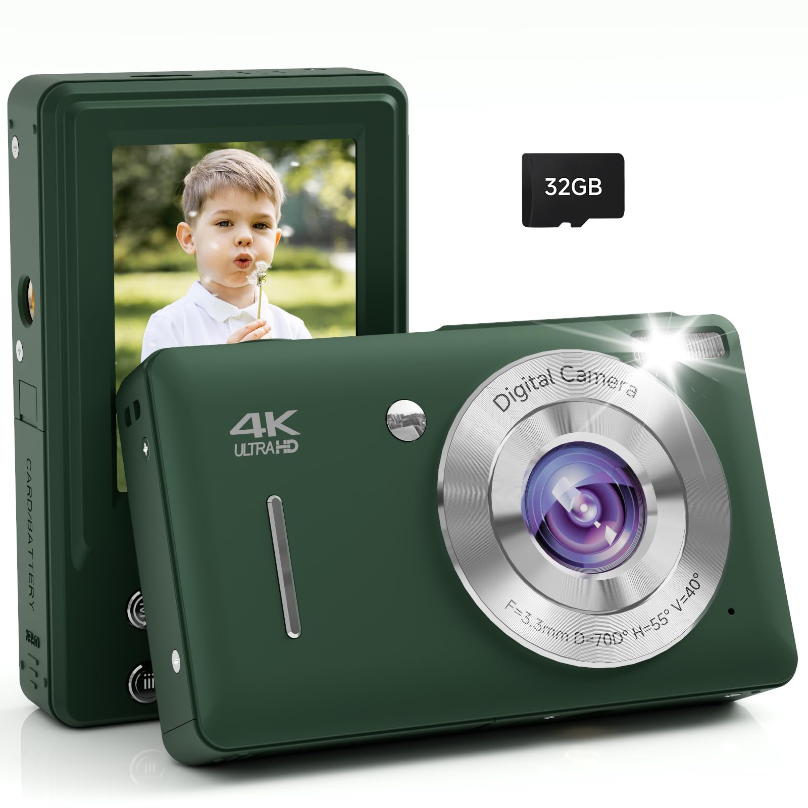 44MP Compact Digital Camera with 16X Zoom for Kids