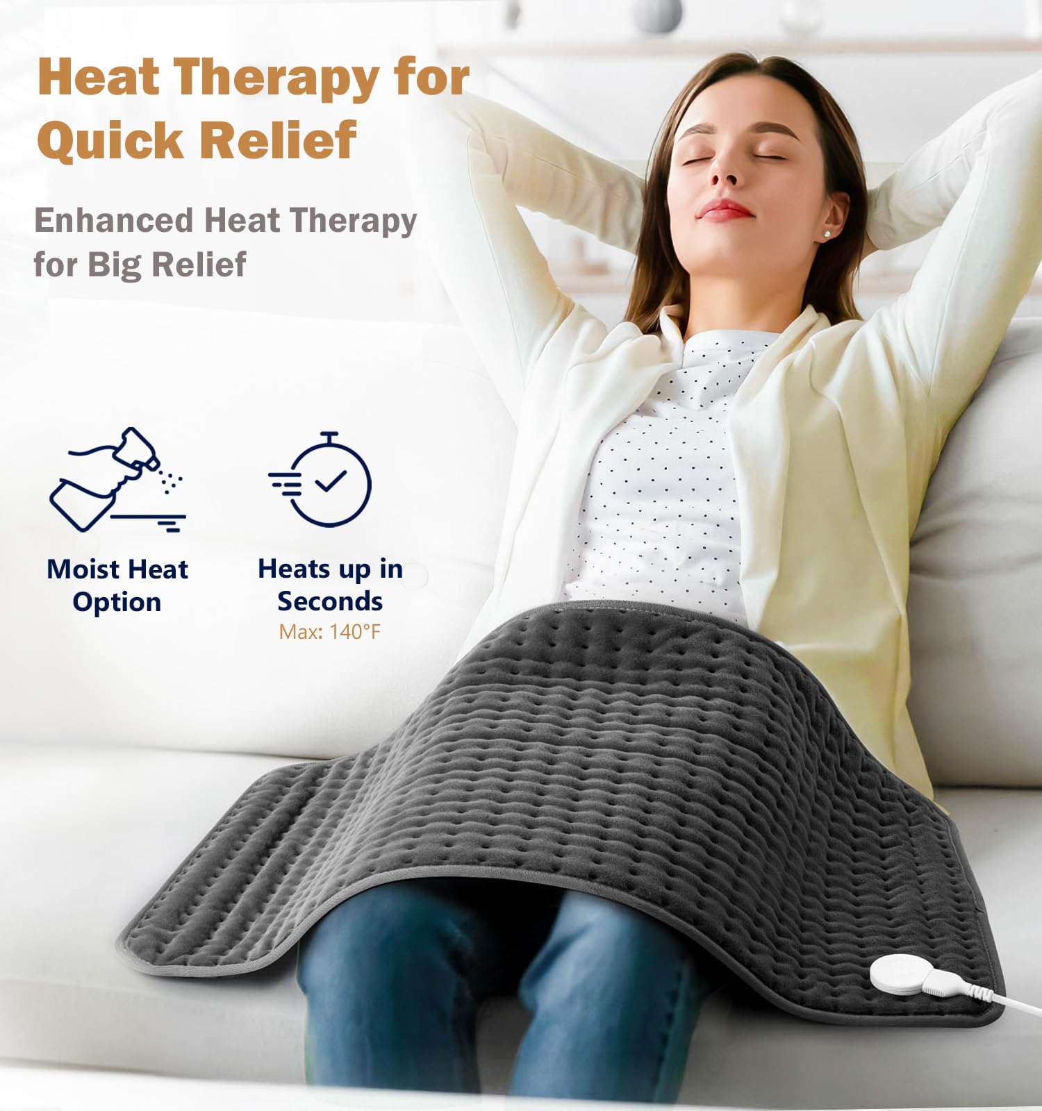 Electric Heating Pad for Back Pain Relief with Auto Off
