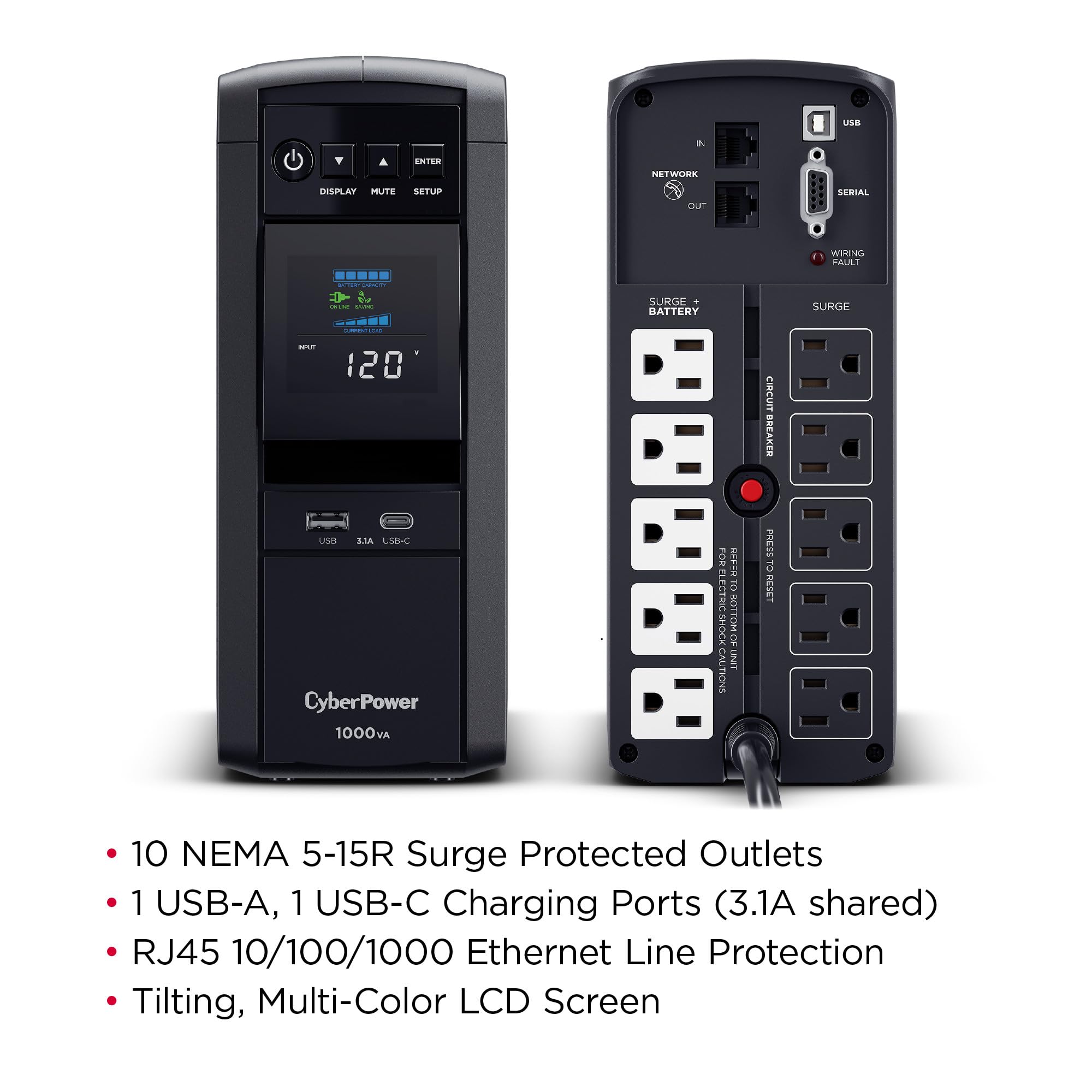 CyberPower PFC Sinewave UPS Battery Backup Surge Protection