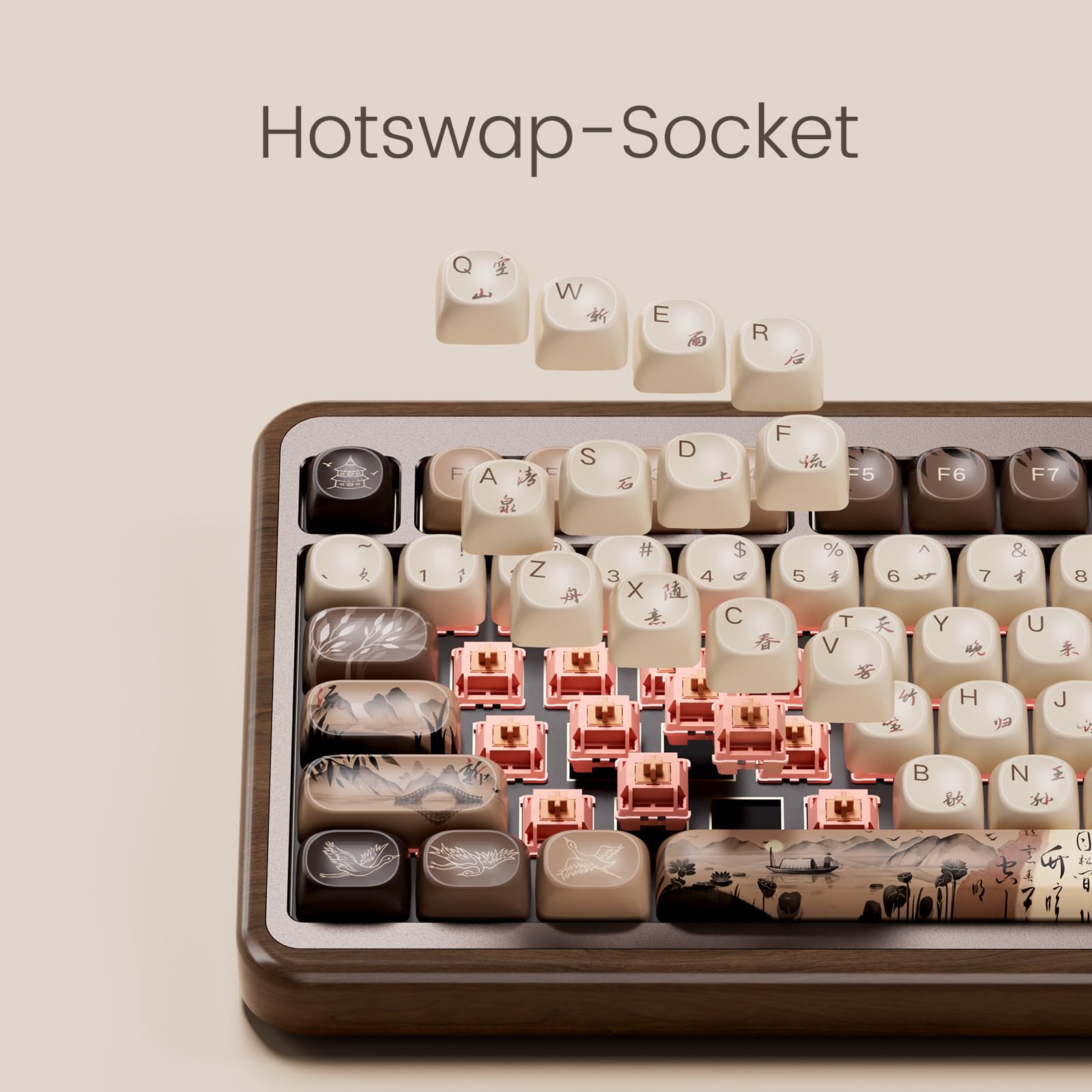 Akko MU02 Mechanical Keyboard with Walnut Case and RGB