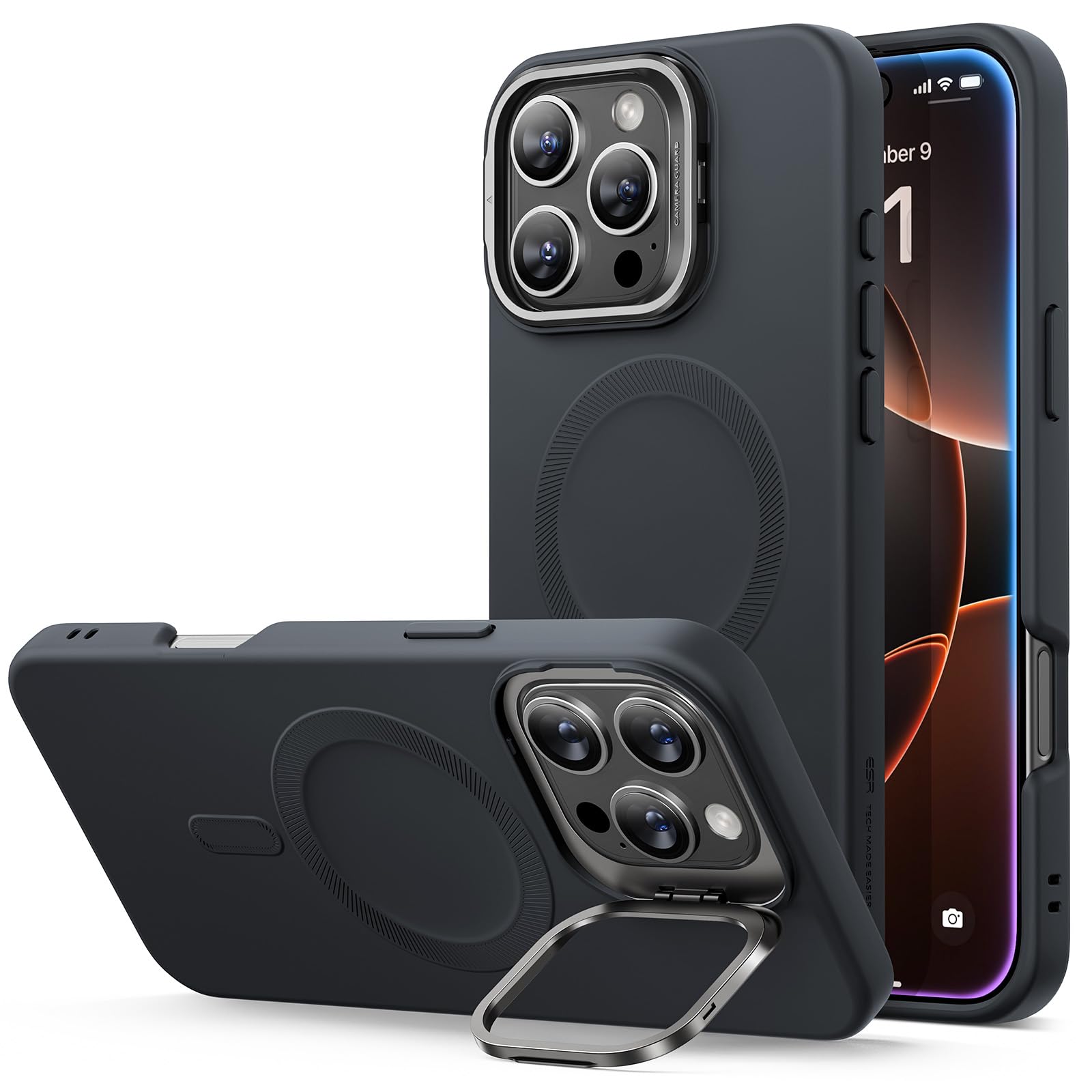 Military-Grade iPhone 16 Pro Max Case with Built-in Stand