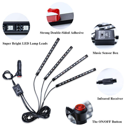 LivTee Smart Car LED Interior Lights USB Port App Control