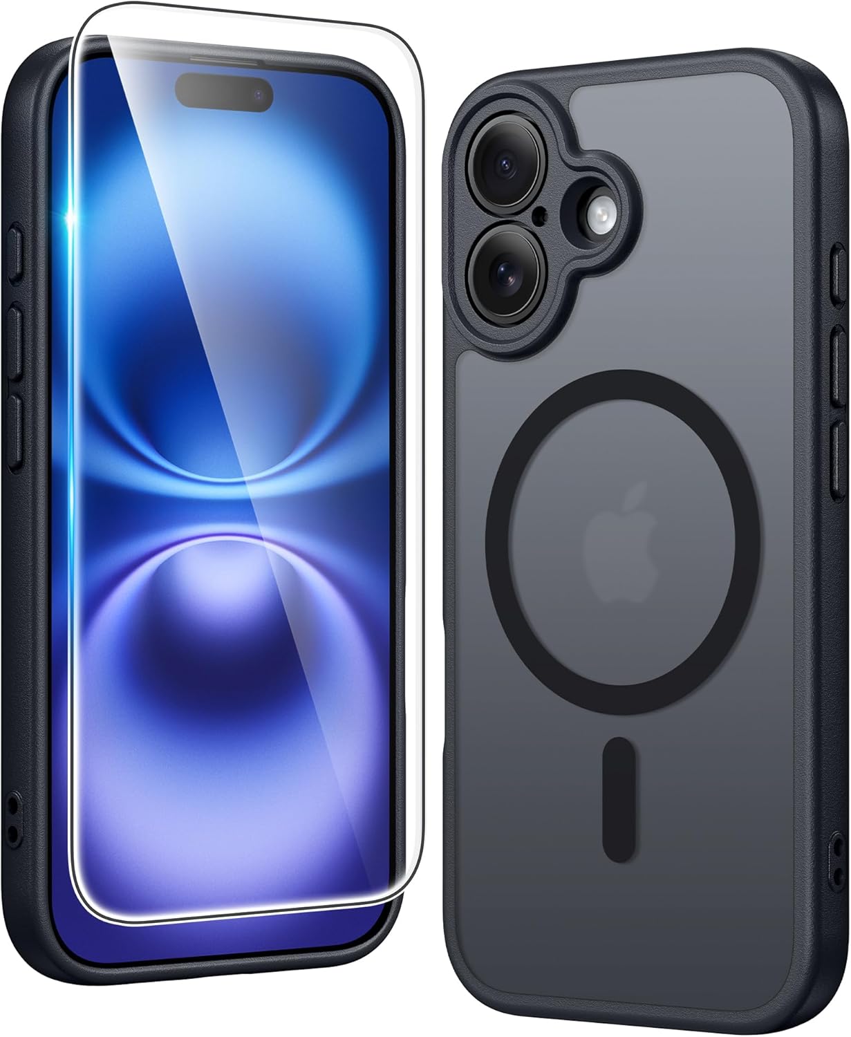 FNTCASE IPhone 16 Case Clear Magnetic MagSafe Screen Protector Drop Proof Rugged