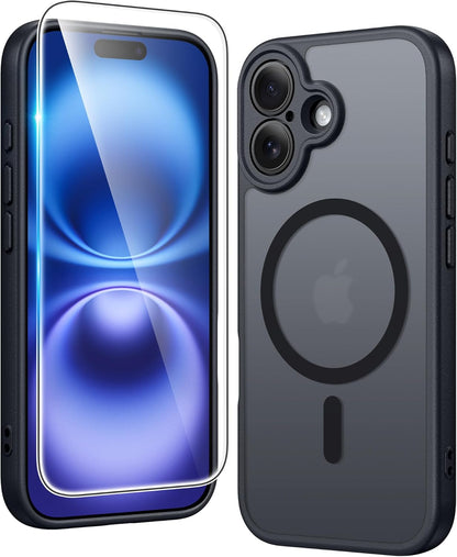 FNTCASE IPhone 16 Case Clear Magnetic MagSafe Screen Protector Drop Proof Rugged