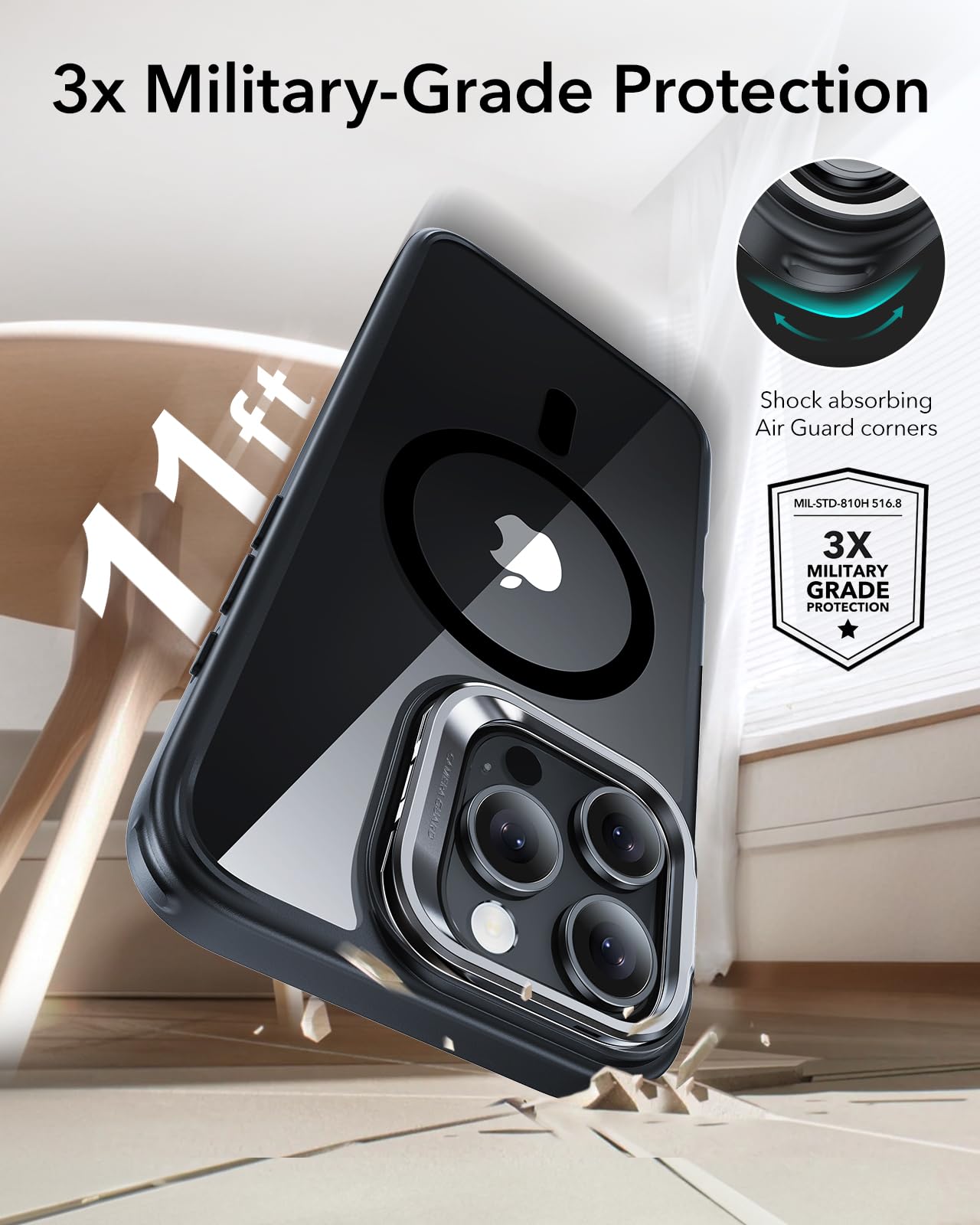 Military-Grade Clear Case for iPhone 16 Pro Max