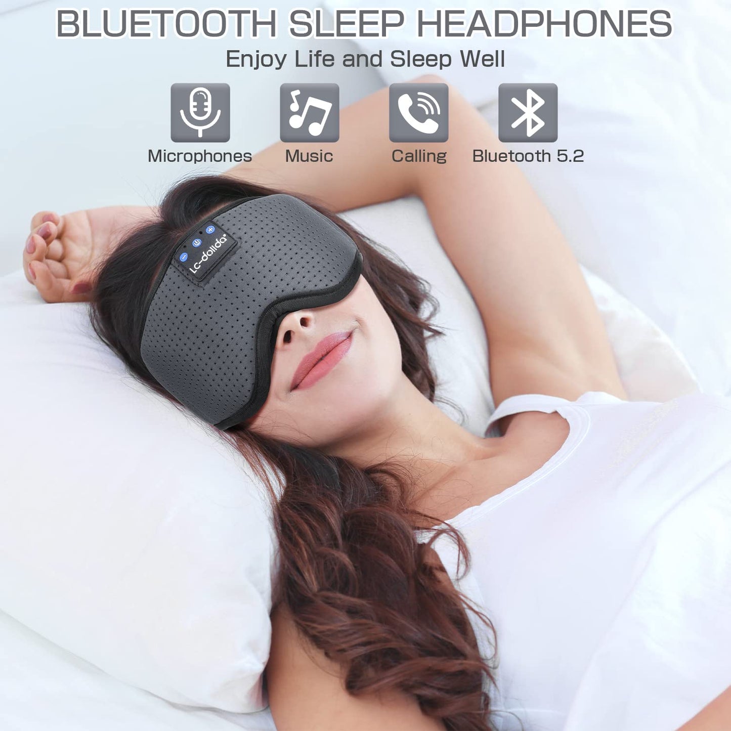 Sleep Headphones Bluetooth Eye Mask for Side Sleepers