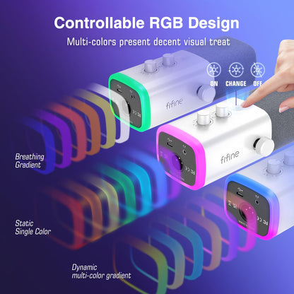 FIFINE USB XLR Dynamic Microphone AM8 Mute Button RGB Light