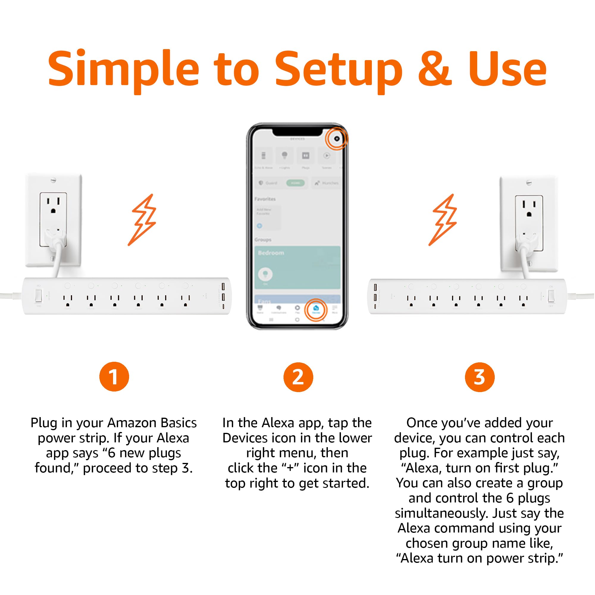 Amazon Basics Smart Power Strip With 3 Independent Outlets