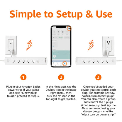 Amazon Basics Smart Power Strip With 3 Independent Outlets