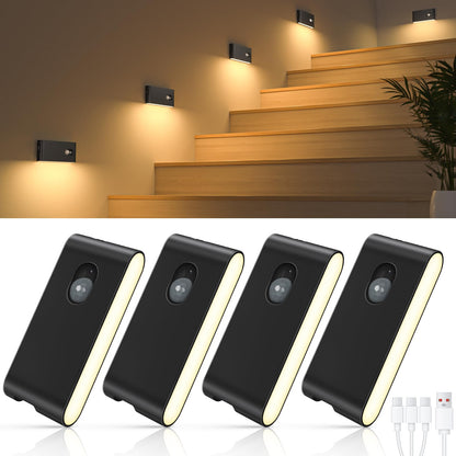 Willed Indoor Stair Lights 4 Pack Rechargeable Night Light