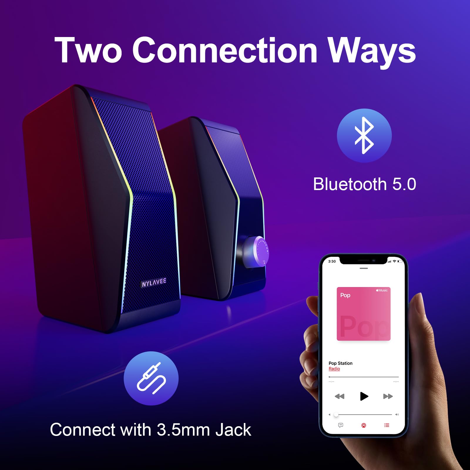 USB Powered Computer Speakers with Bass Boost and Lighting Modes