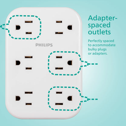 Philips EZFit 3 Outlet Surge Tap With USB Charging Now