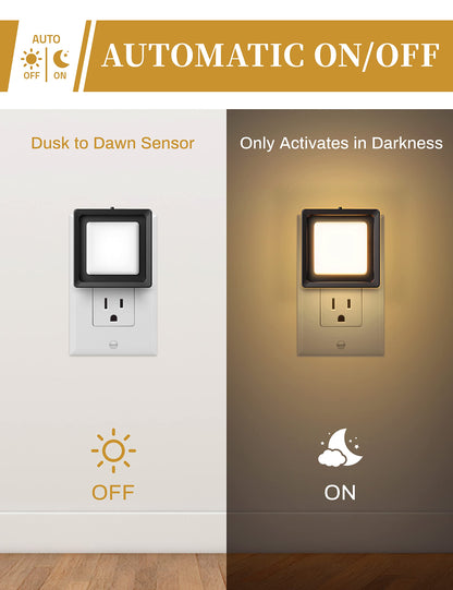 DORESshop LED Night Light 2 Pack Dusk to Dawn Dimmable