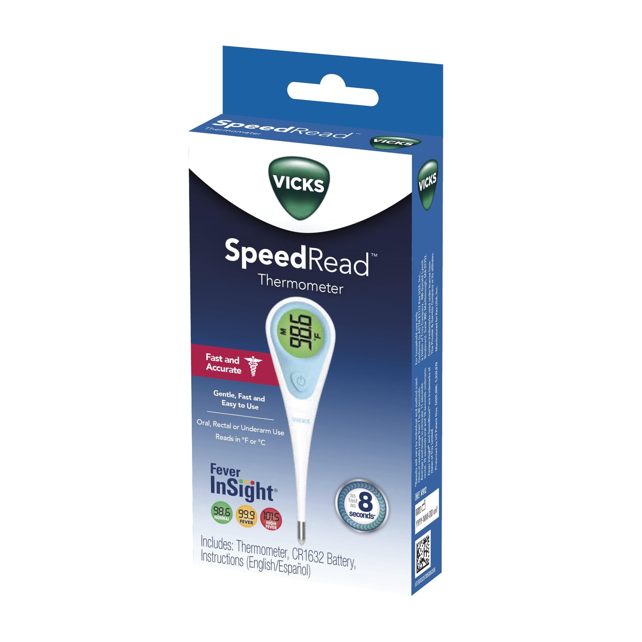 Vicks Speed Read Digital Thermometer With Color Coded Display