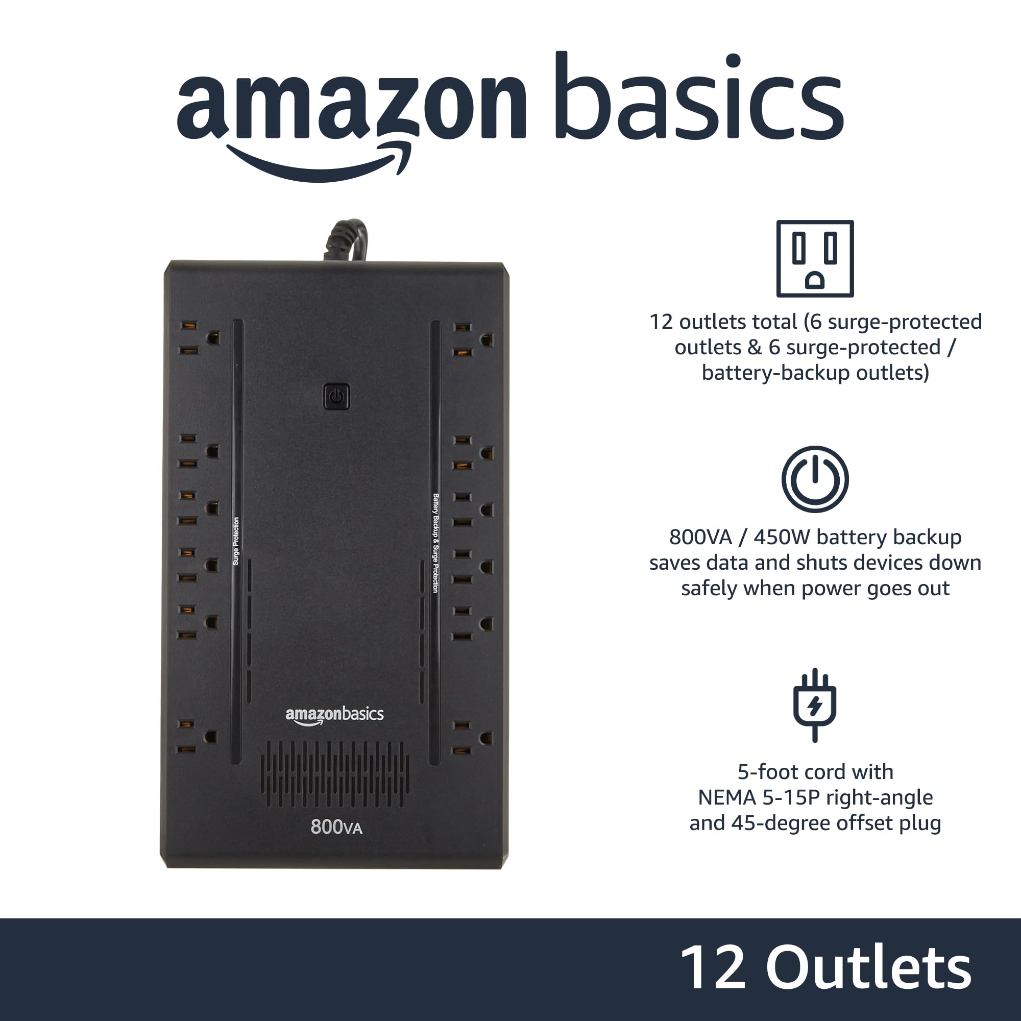 Amazon Basics UPS Battery Backup Power Outage Protection