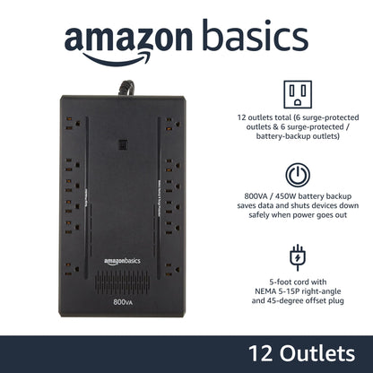 Amazon Basics UPS Battery Backup Power Outage Protection