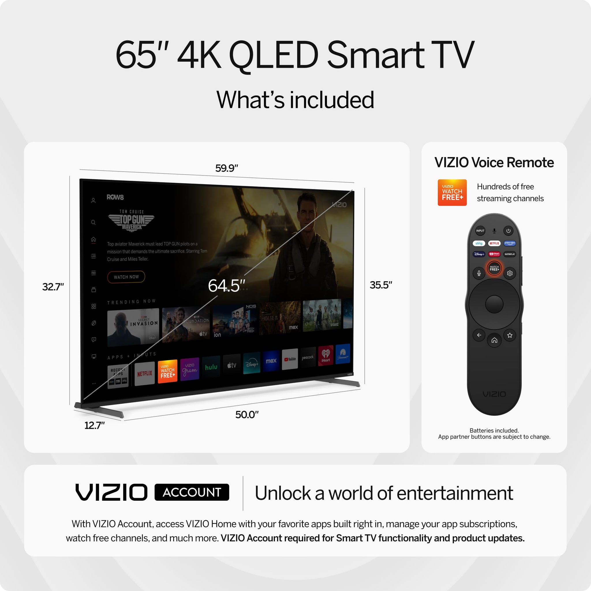 VIZIO 50 Inch 4K Quantum Pro Smart TV with Dolby Vision