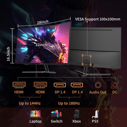 Sansui 27 Inch WQHD Gaming Monitor 180Hz 1ms DP HDMI HDR