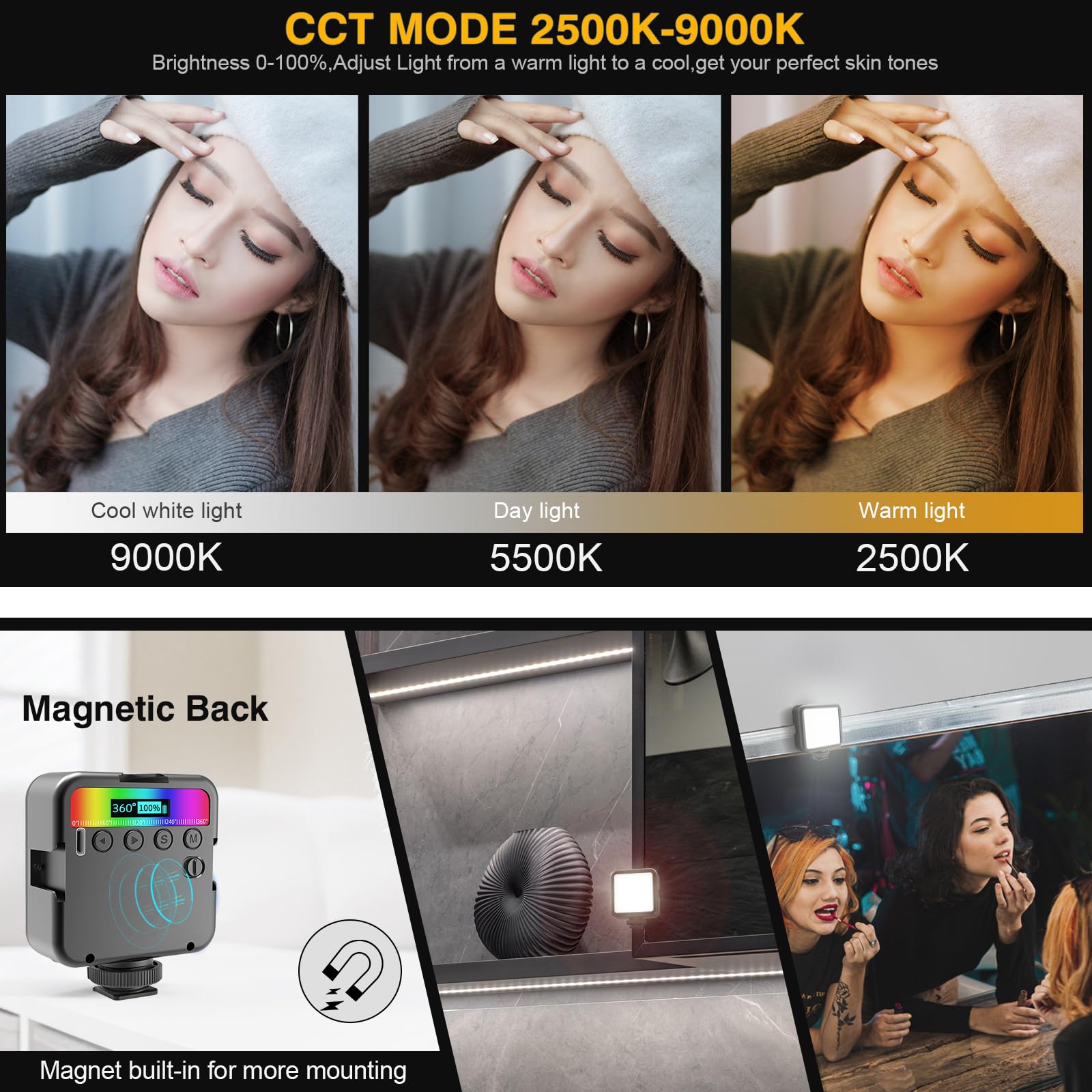 Magnetic RGB LED Video Light for Stunning Photography