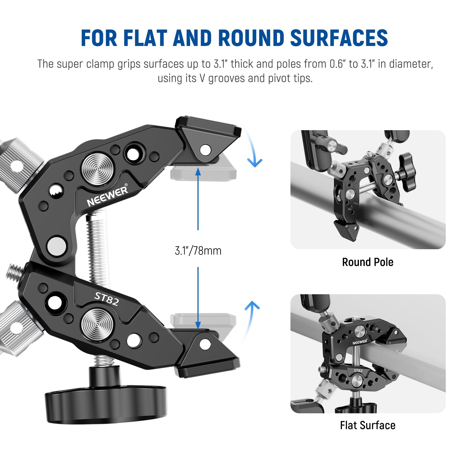 Neewer Super Clamp with Dual Ballhead Magic Arm