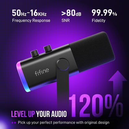 FIFINE AM8T XLR USB Gaming Microphone Kit with Boom Arm