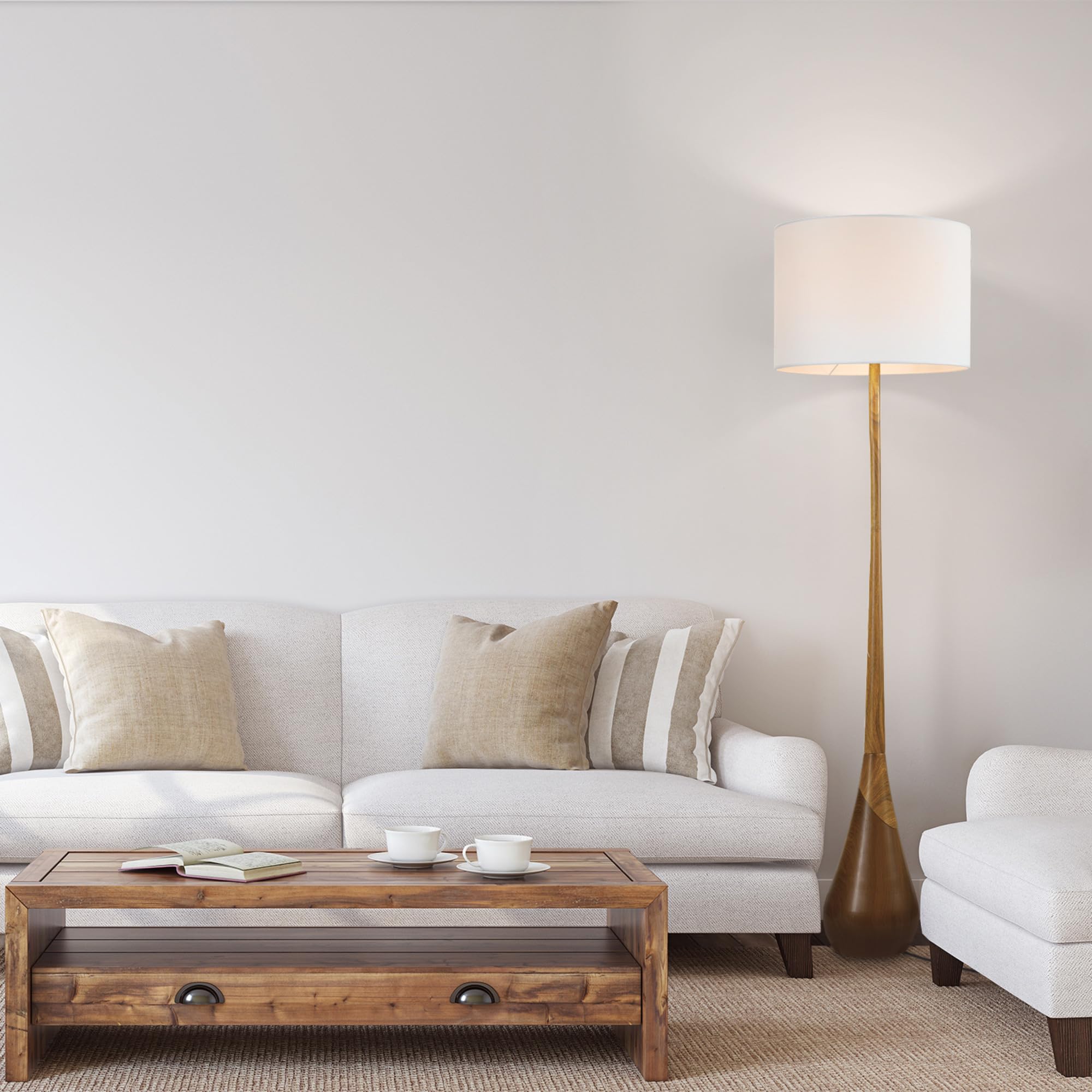 Modern 70 Inch Floor Lamp with Soft White Shade