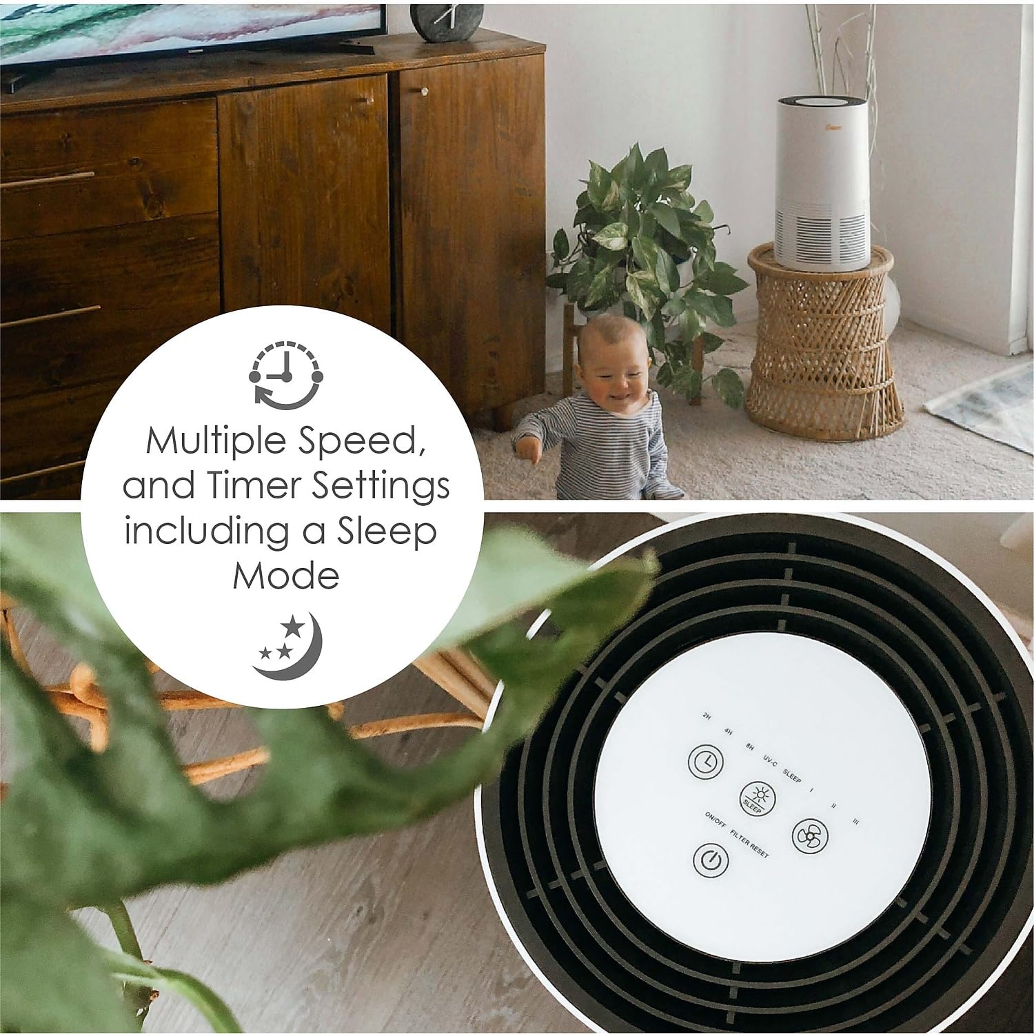 Crane HEPA Air Purifier with UV Lamp for Clean Air