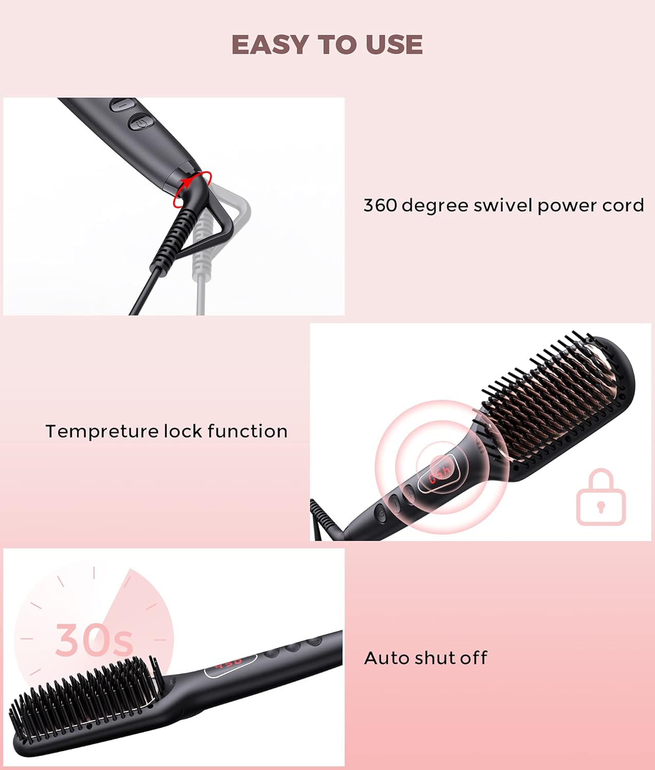 Megawise Pro Ceramic Ionic Hair Straightener Brush