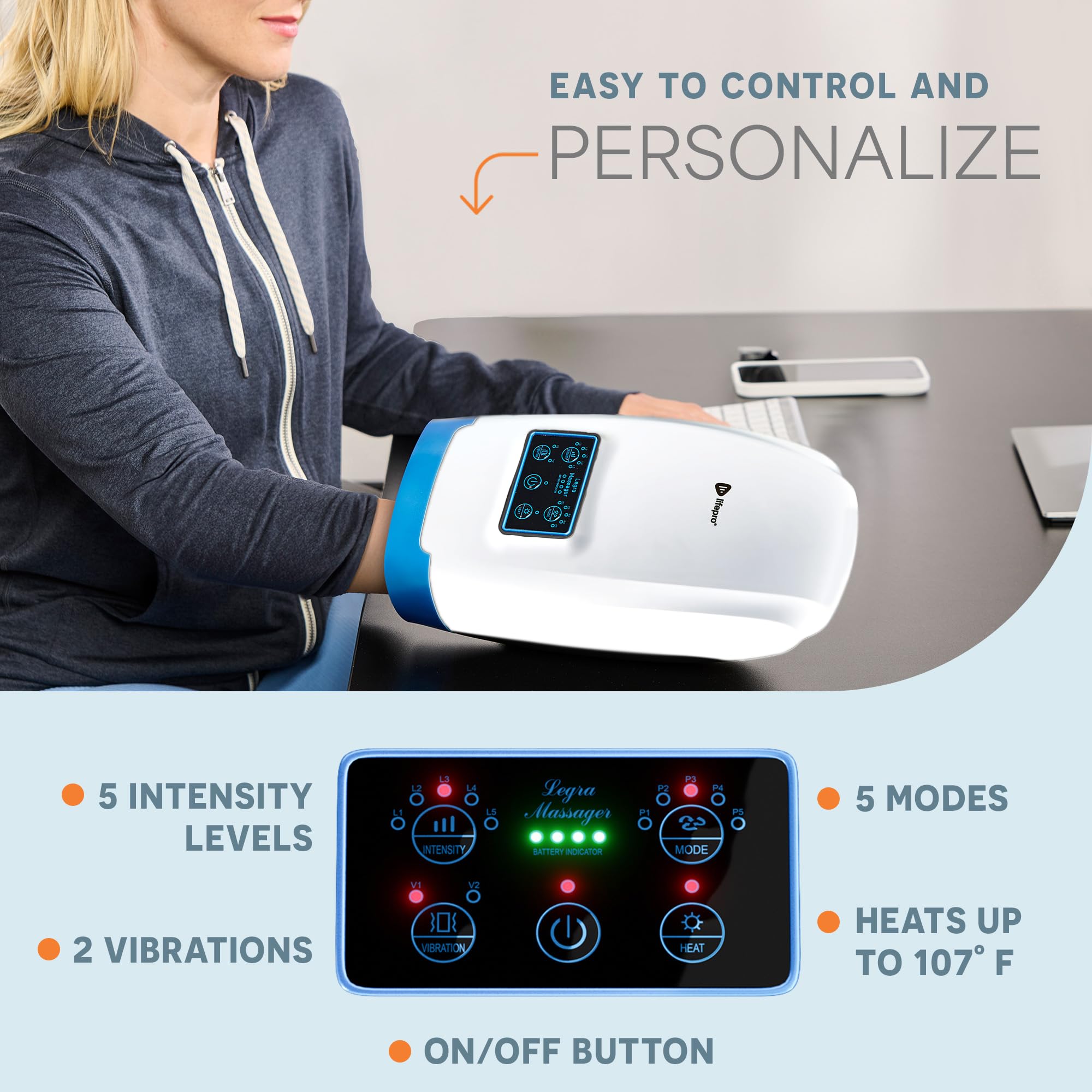 LifePro Legra Hand Massager with Heat and Compression