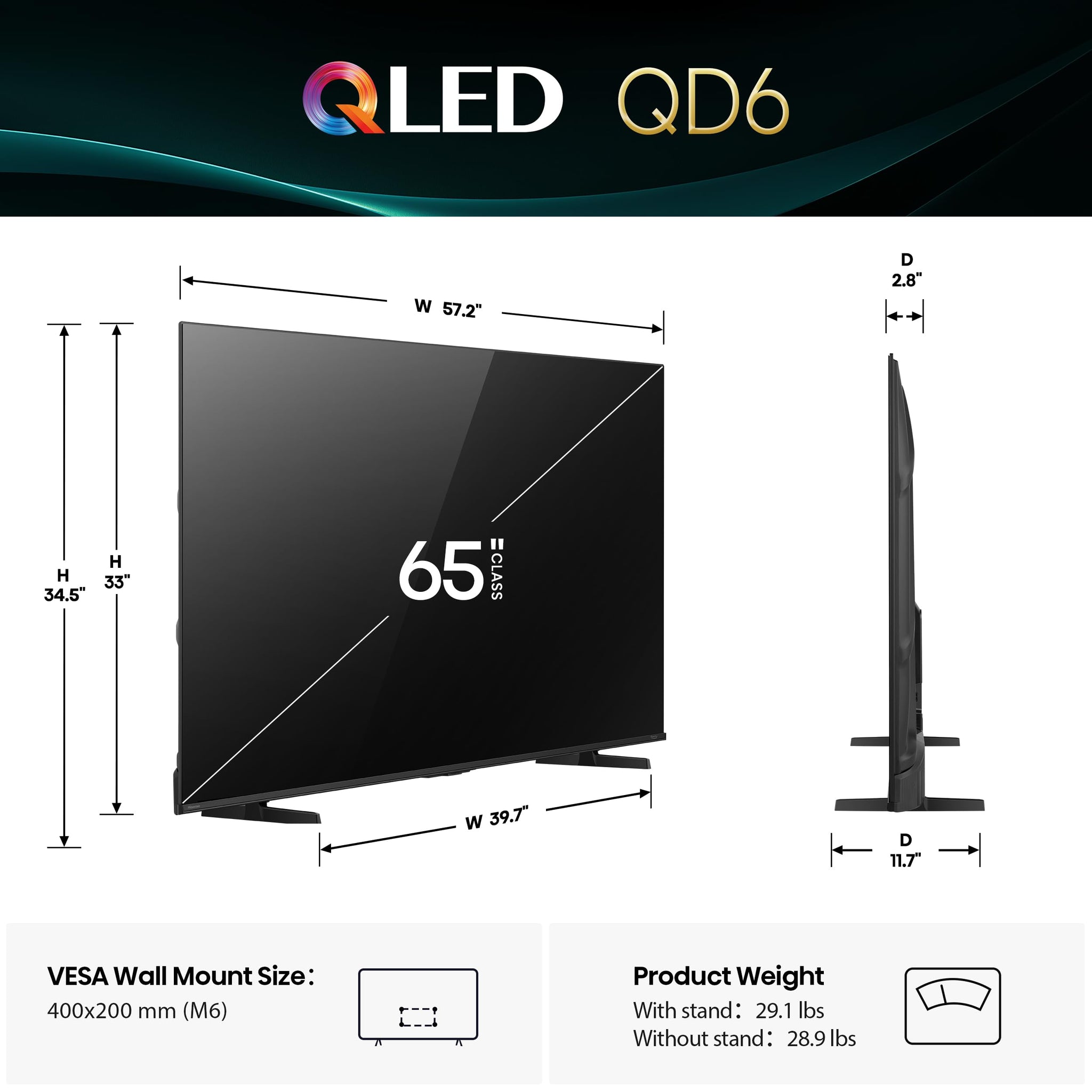 Hisense 55 Inch QLED 4K Smart TV with Dolby Vision