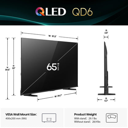 Hisense 55 Inch QLED 4K Smart TV with Dolby Vision