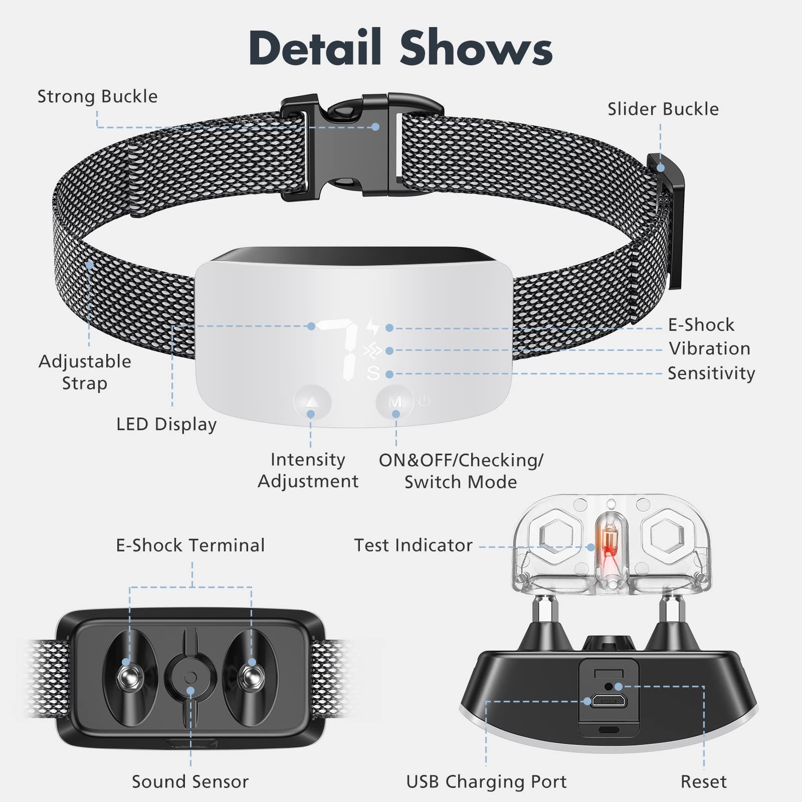 Rechargeable Anti Barking Collar for Dogs with Adjustable Sensitivity