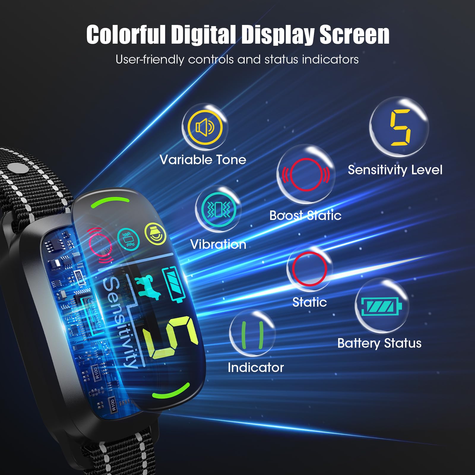 Smart AI Bark Collar with Rechargeable Waterproof Design