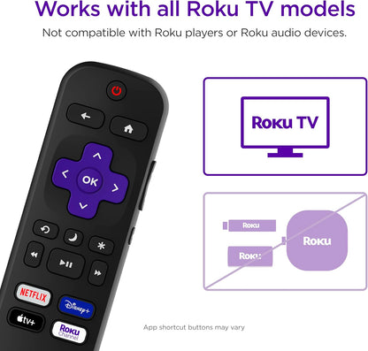 Roku TV Remote Control Easy Setup Replacement Remote