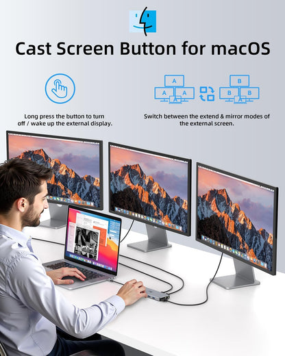 13 In 1 USB C Docking Station Dual Monitor Triple Ports