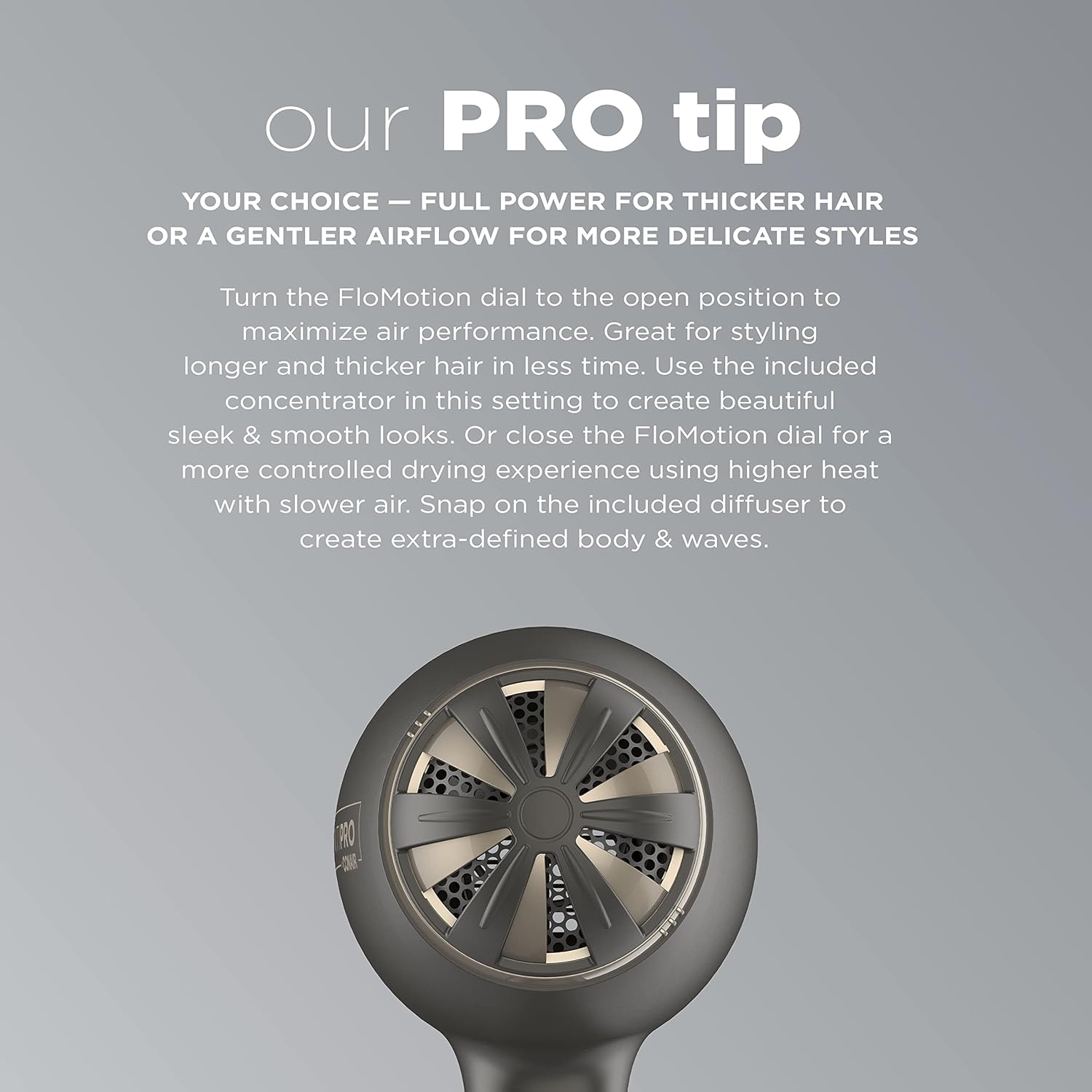 InfinitiPRO Conair FloMotion Pro Hair Dryer Adjustable Airflow