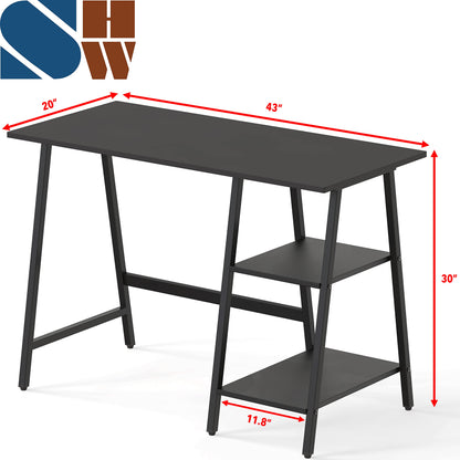 SHW 43 Inch Home Office Desk with Open Storage