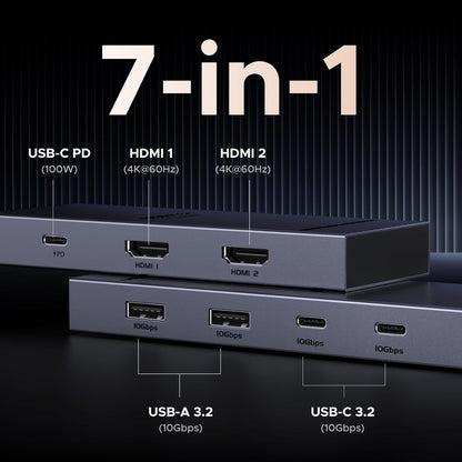 UGREEN Revodok Pro 7 In 1 USB C Dock Dual Monitor 4K60 HDMI