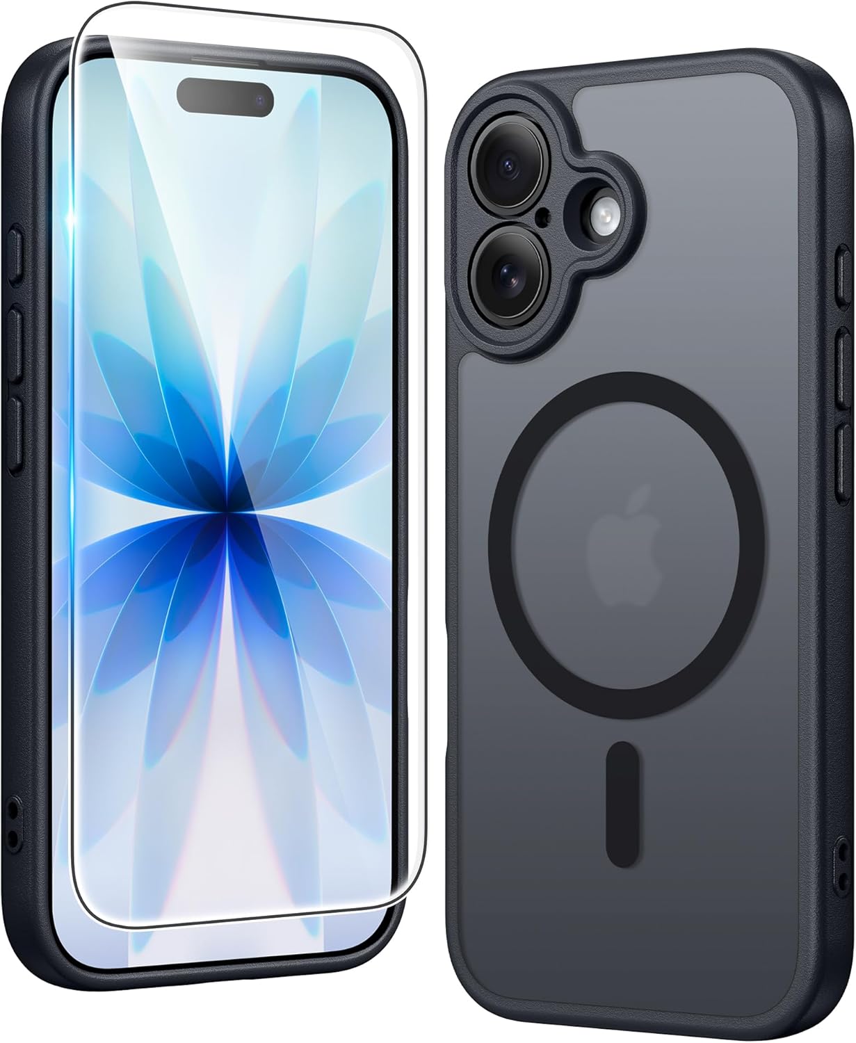 FNTCASE IPhone 16 Case Clear Magnetic MagSafe Screen Protector Drop Proof Rugged