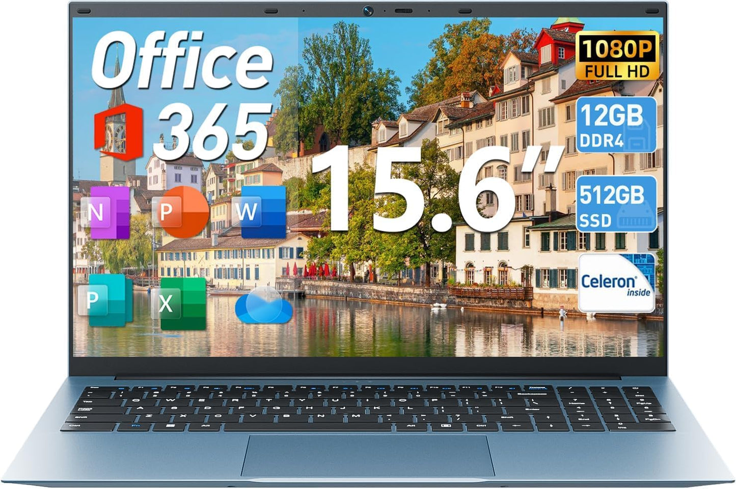 Naclud 15.6 Inch Laptop Celeron N4000 Win11 4GB 128GB Gray