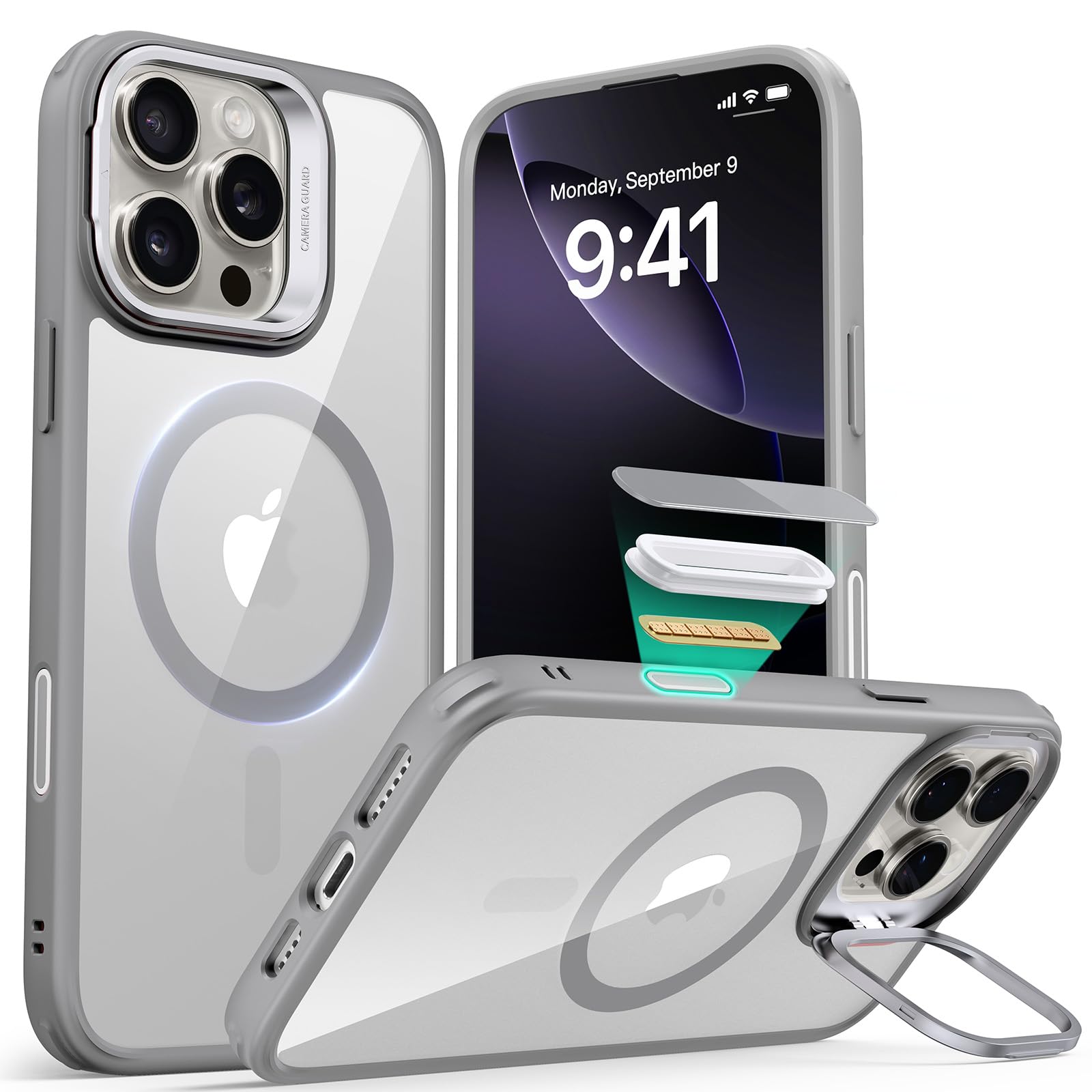 Military-Grade iPhone 16 Pro Max Case with Built-in Stand