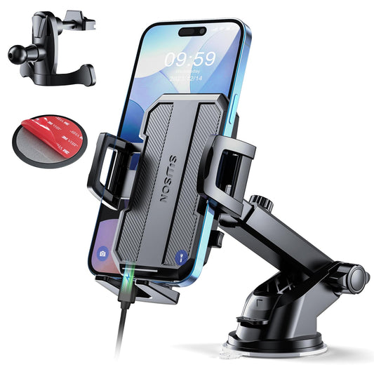 Upgraded 3 In 1 Car Phone Holder Mount Powerful Suction