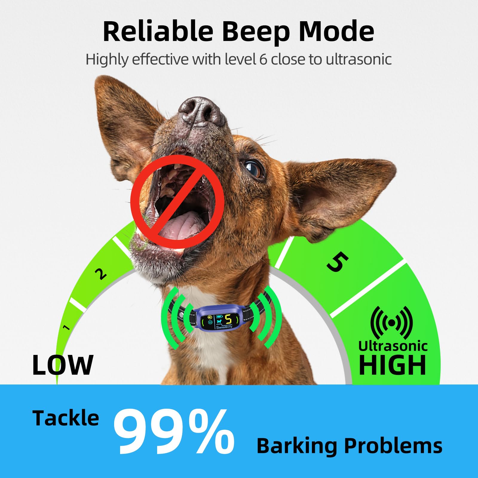 Rechargeable Dog Bark Collar with Adjustable Sensitivity Levels