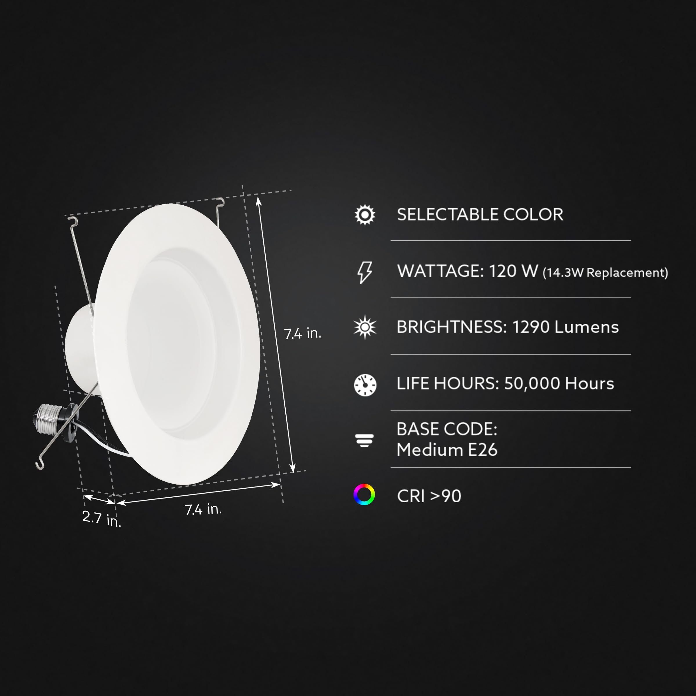 Energy Efficient LED Downlight Retrofit Kit with Adjustable Trim